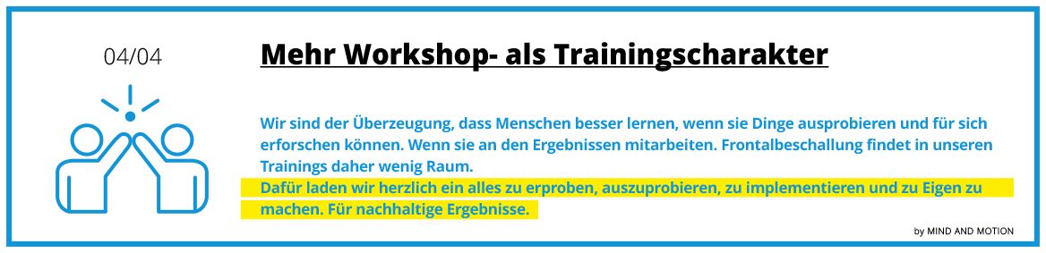 Mehr Workshop- als Trainingscharakter